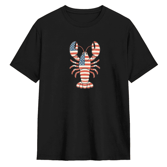 USA Lobster Retro Graphic Tee for Men and Women, Fun Party Cotton Short Sleeves T-Shirt