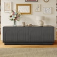 thumbnail image 6 of Bestier Modern TV Stand for TVs up to 70",Push-To-Open Door,Media Console Cabinet with 4 Arched Doors and Curved Corners, Entertainment Center with Adjustable Shelves and Cable Management,Dark Black, 6 of 11