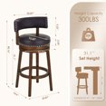 thumbnail image 4 of COLAMY 30inch Counter Height Bar Stool with Backrest, Upholstered Swivel Bar Chair for Kitchen Island or Dining Bar, Wood Frame Beige Seat, Darkbrown, 4 of 15