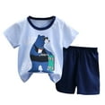 thumbnail image 4 of CAICJ98 Toddler Boy Summer Clothes Short Sleeve T-Shirt and Short Set Kids Dinosaur Casual Cotton Newborn Girl Outfits (3-9 Months,Light Blue), 4 of 4