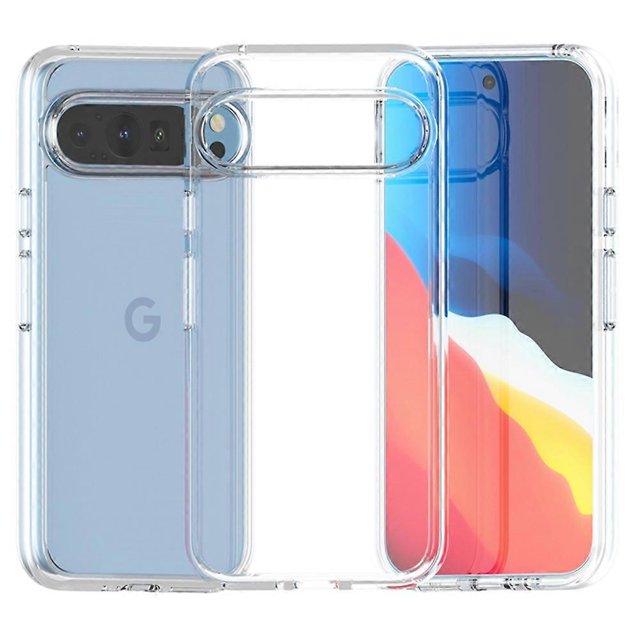 For Google Pixel 9 Pro Case PC TPU Shockproof Clear Phone Cover - Transparent White
