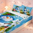 thumbnail image 3 of Manfei Cute Snowman Zipper Twin Comforter Sets with Fitted Sheet and 2 Pillowcases,Christmas Snowflake Zipper Bedding Set,Blue Green,Christmas Reversible,4pcs, 3 of 8