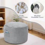 Lusimo Giant Bean Bag Chairs Bean Bag Bed with Foam Filling, Convertible Bean Bag Chair Bed with Washable Velvet Cover and Side Pocket for Adults, Family, Living Room, Gray, Full Size