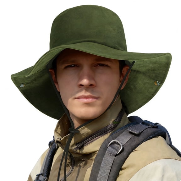 zrova Unisex Cotton Boonie Hat Winter Outdoor Fishing Bucket Hats Wide Brim Beach Hiking Safari Sun Hat Floppy Visor for Women Men Army Green