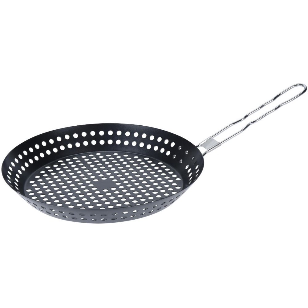 Vaggan Barbeque Frying Pan with Holes and Foldable Handle BBQ Grilling