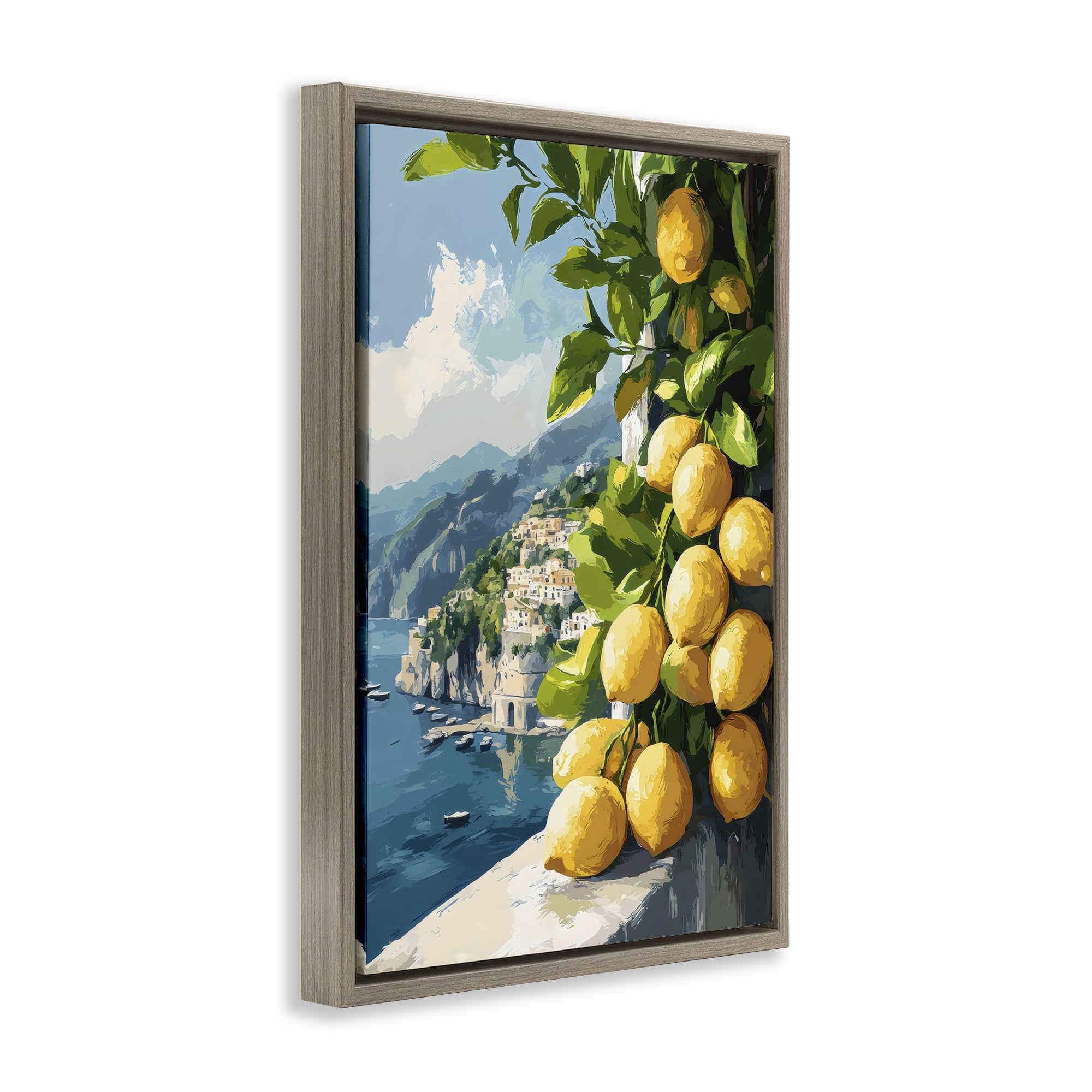 Stupell Industries Lemon Terrace Amalfi View Brown Framed Floater Canvas Wall Art, design by Creative Studio