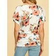 thumbnail image 3 of Made by Johnny Women's V Neck Short Sleeve Wrap Front Drape Dolman Top M WHITE_FLORAL, 3 of 6