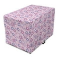 thumbnail image 1 of Floral Dog Crate Cover, Shabby Flower Petals Motif Retro Feminine Japanese Kimono Blossoms Ethnic, Easy to Use Pet Kennel Cover Small Dogs Puppies Kittens, 7 Sizes, Rose and Dark Magenta, by Ambesonne, 1 of 6