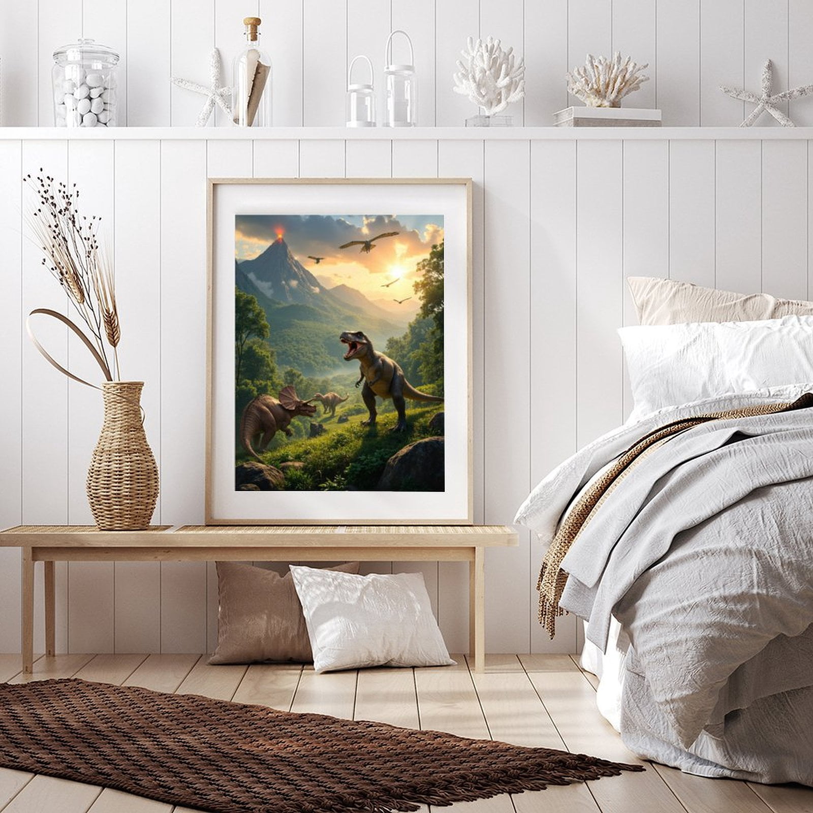 Diamond Art Kit for Adults, Volcanic Dinosaurs Landscape Diamond Painting for Adults Beginners, DIY Diamond Art Painting Kits, 5D Diamond Painting Crafts for Home Decor 12x16 Frameless