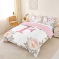 thumbnail image 2 of Catabedysis Cute Flower Gifts Duvet Cover Queen,Floral Personalized Initial F Queen Bedding For Girls,Pink Reversible,3pcs,1 Duvet Cover and 2 Pillowcases, 2 of 6