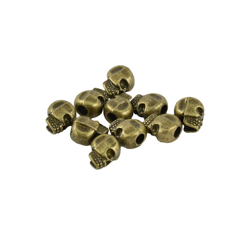BLESIYA 10 Pieces Antique Bronze Skull Spacer Loose Beads Charm for Jewelry DIY Finding