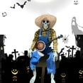 thumbnail image 5 of 2Pcs Halloween Banjo Playing Skeletons, Funny Animated Dueling Banjo Skeletons Country Cowboy Skeleton Musicians with Movable Joints for Prop Decor halloween decorations (15.75 In ,Red&Yellow), 5 of 8