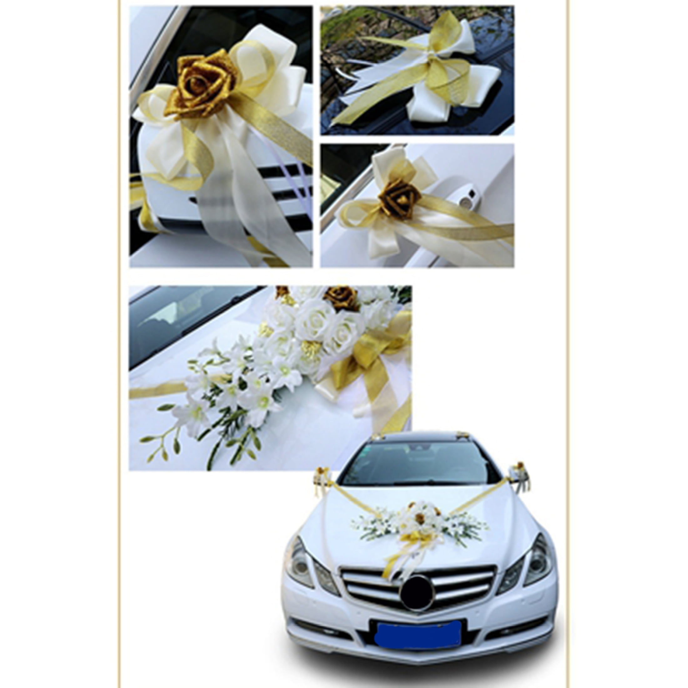  MoreChioce Wedding Car Flower Decoration, Artificial Rose  Flowers Ribbon Wedding Car Decoration Flowers Garland for Wedding  Party,White : Home & Kitchen