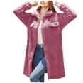 thumbnail image 2 of LSLJS Women Fashion Winter Coat Long Sleeve Solid Color Faux Shearling Oversized Jacket, 2 of 5