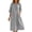 Gray, variant on Summer Dresses for Women 2026 Notch V Neck Half Button Three Quarter Sleeve Womens Dresses Loose Oversized Midi Linen Blend Dress with Dual Patch Pockets