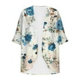 thumbnail image 4 of Aloohaidyvio Cardigan Sweaters for Women,Women's Lightweight Chiffon Kimono Cardigan Half Sleeve Loose Beach Wear Cover Up Blouse Top, 4 of 5