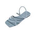 thumbnail image 2 of BADHUB Women's Strappy Sandals Square Toe Dressy Summer Cute Vacation Ankle Strap Slip on Walking Sandal Shoes Light Blue 38, 2 of 6