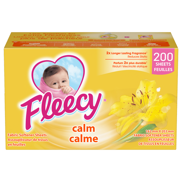 Fleecy Aroma Therapy Calm Dryer Sheets, Vanilla and Honey Lotus, 200 Sheets