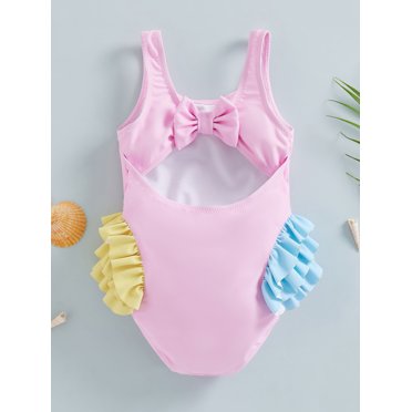 New Girls Seahorse Pink Ruffle One-Piece Swimsuit - Sizes 2T, 3T, 4T, 5T, 6