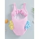 thumbnail image 3 of Trajes de baño de verano Vigorbear para niñas pequeñas, con estampado de caballito de mar y cisne, sin mangas, con volantes y espalda descubierta, para la playa, 3 of 8