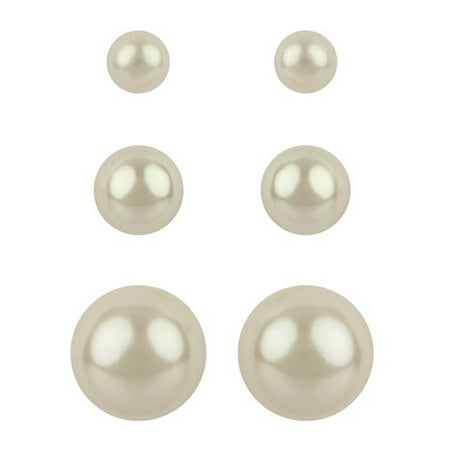 trio pearl sterling earrings silver freshwater pair walmart