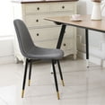 thumbnail image 4 of Of 4 Gray Dining Chairs - Dense Foam Seat And Back, Velvet Upholstery, Metal Legs With Gold Highlights, 17.36"w X 22.14"d 32.39"h 4 Thick Seat, Golden Finish,, 4 of 6