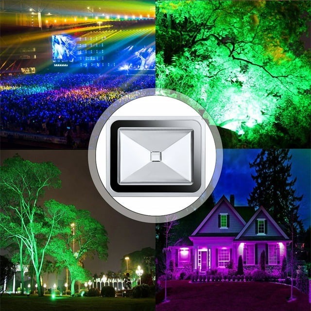 Homaapack Projecteurs DEL 50 W Équivalents RVB à Changement de Couleur, Éclairage de Scène Extérieur à Intensité Réglable 16 Couleurs, Étanche IP65
