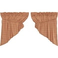 thumbnail image 5 of VHC Brands Sawyer Mill Plaid Cotton Farmhouse Kitchen Curtains Rod Pocket Drawstring Ties Prairie Swag Pair, Red, 5 of 7
