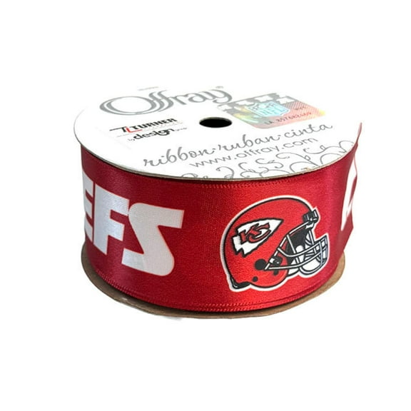 Chiefs Printed Ribbon 1.5"-Inch Width, 15 Foot Spool