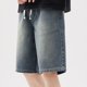 thumbnail image 5 of Ceisia Men's Relaxed Fit Straight Leg Denim Shorts Drawstring Elastic Waist 5-Pocket Jean Shorts Gift, 5 of 7