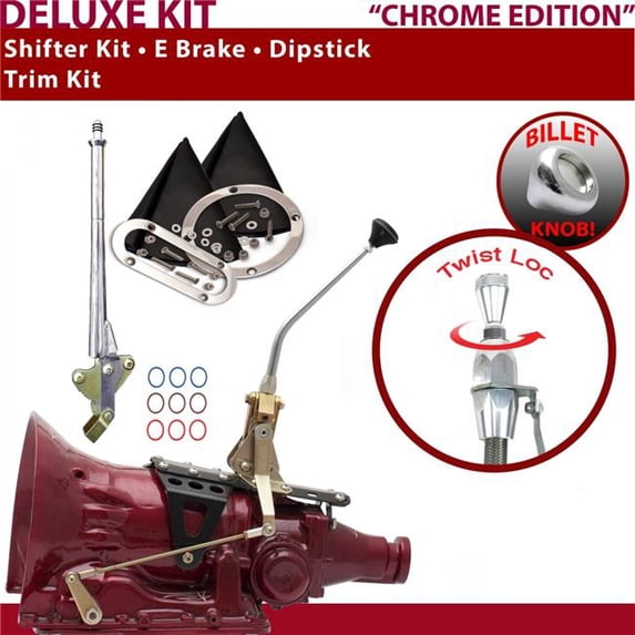 American Shifter 45RFE Shifter Kit Chrome 10 in. E Brake Trim Kit Dipstick for EE95B
