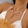thumbnail image 3 of PISONIC Women Gold-Tone Link Chain Choker Necklace, Boho Summer Statement Necklace, Red Enamel Fish Pendant with Red Tassel, Imitation Pearl & Clear Beads, Beach Vacation Casual Jewelry, 3 of 6