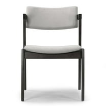 Set of 2 Auden Retro Modern Black Wood Wing Chair with Light Gray Fabric Seat