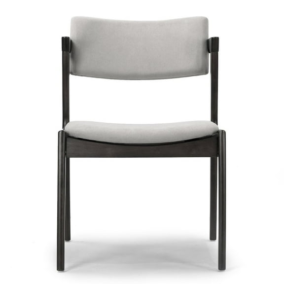 Set of 2 Auden Retro Modern Black Wood Wing Chair with Light Gray Fabric Seat