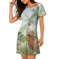 thumbnail image 2 of Disketp Watercolor African Animals Wildlife para Camisón Corto de Manga Corta para Mujeres, Camisón Cómodo con Escote Redondo, Bonito y Confortable, 2 of 6