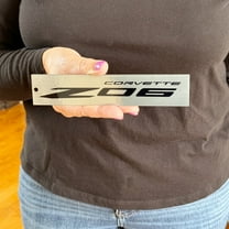 C8 Corvette ZO6 Silver Steel Magnet Emblem Dusted Chrome Powder Finish 7.5" by 1.75" Z06