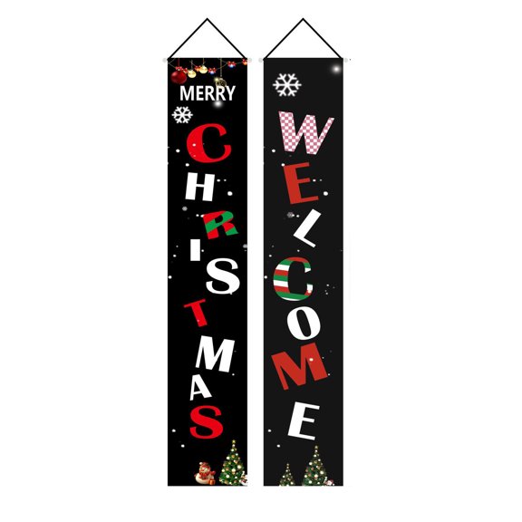 Vikakiooze Home Decor Merry Christmas Banner Outdoor Indoor Christmas Decorations Welcome Hanging Couplet