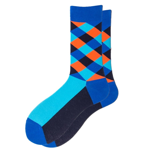 Chaussettes en Coton à Carreaux Contrastés pour Hommes et Femmes