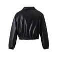 thumbnail image 4 of AherBiu Teen Girls Clothes Leather Jackets Elastic Button down Collared Coats Streetwear Outwear, 4 of 7