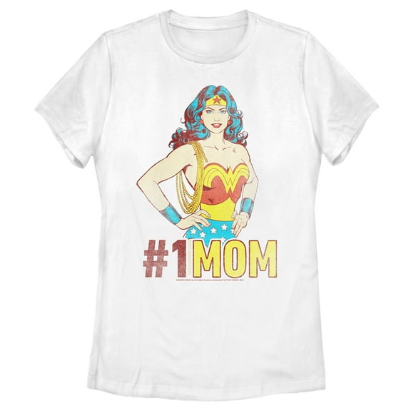 Women's Wonder Woman Number One Mom Graphic Tee White Medium
