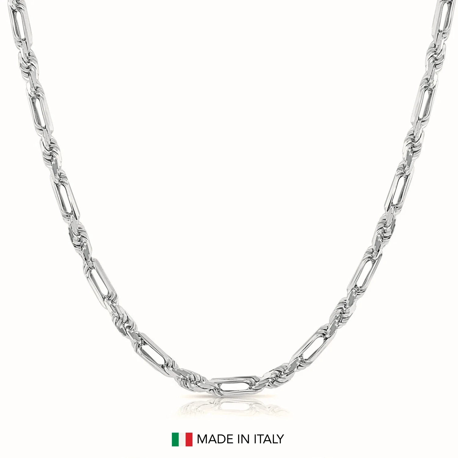 Tilo Jewelry Solid 925 Sterling Silver Milano Figarope Chain Necklace with Secure Lobster Lock | 4.5mm - 20 Inch | Everyday Chain Necklace for Men, Women, Unisex