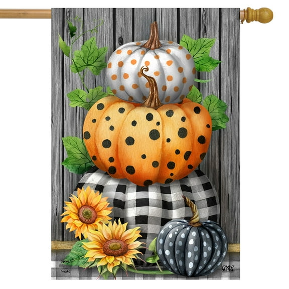 Briarwood Lane Patterned Pumpkin Stack House Flag