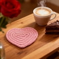 thumbnail image 5 of Linnome Valentine's Day Heart Shaped Cotton Knit Coasters Heat Resistant Drink Mats for Home and Parties, 5 of 6