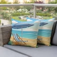 thumbnail image 3 of Welcome Summer Beach Outdoor Pillow Covers Pack of 2 Coastal Watercolor Ocean Sky Flower Lounger Leaf Waterproof Throw Pillow Covers Decorative Cushion Cases for Patio Garden Tent Balcony 16x16 inch, 3 of 9