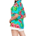 thumbnail image 4 of LA LEELA Hawaiian Shirts Womens Casual Summer Beach Party Blouse Shirt Dressy Blouses Short Sleeve Vacation Tops Dress Shirts T Shirts for Women XXL Hibiscus Flower, Blue, 4 of 5