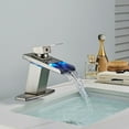 thumbnail image 2 of LED Bathroom Basin Sink Faucet Brushed Nickel Waterfall Spout Mixer Tap w/ Cover, 2 of 8