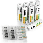 EBL 20-Pack AA Rechargeable Batteries Ni-MH 2800mAh High Capacity AA Battery with Battery Case