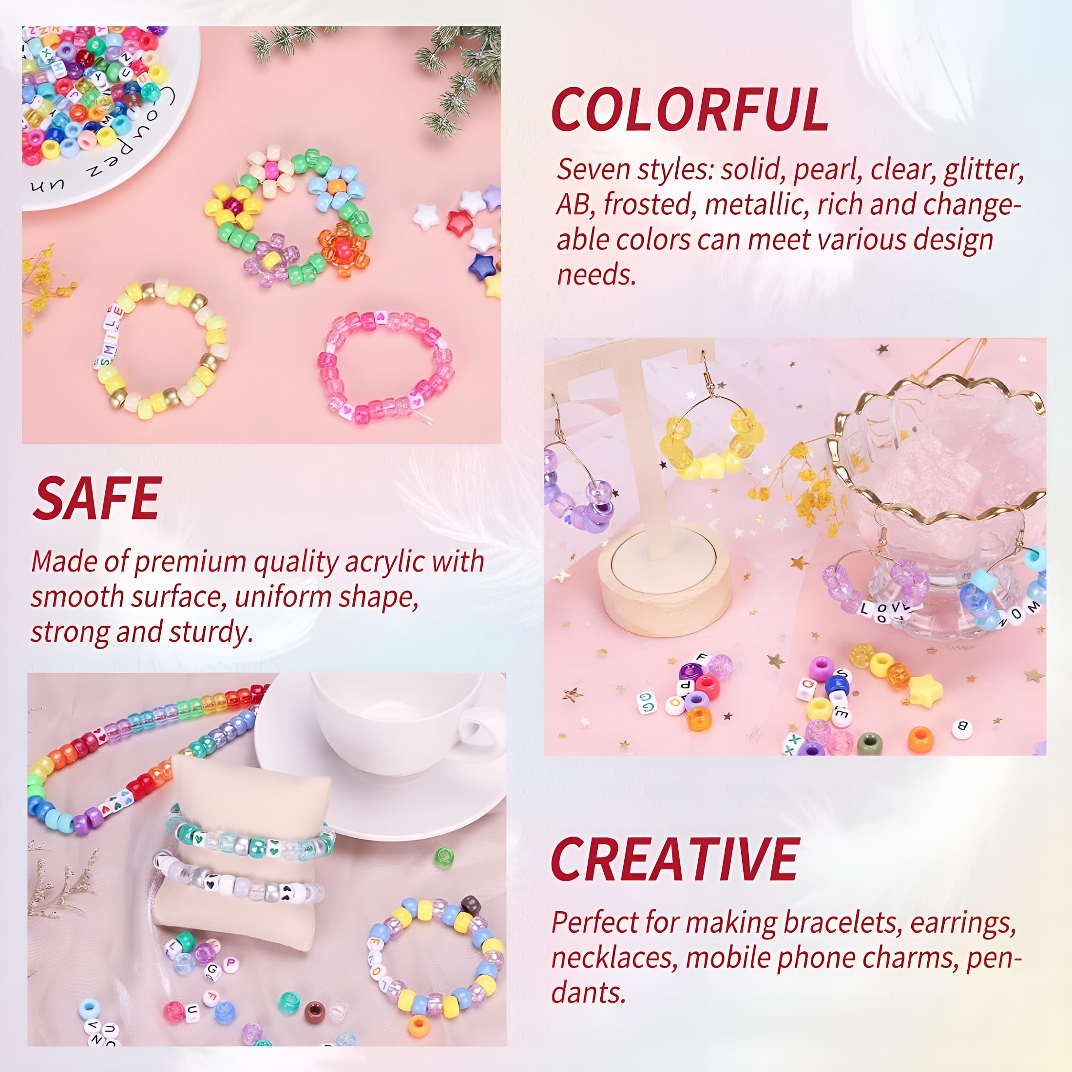 DESIGNICE 3250 Pcs Pony Beads SetFriendship Bracelet Kit 2400 Rainbow 96 Colors800 Letter