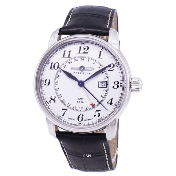 Men's 42mm White Leather Band Steel Case Quartz Analog Watch 7642-1