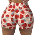 thumbnail image 2 of Balery Red Strawberry Pantalones cortos de entrenamiento estampados para mujer, sin costuras, ajustados, para gimnasio, yoga, correr, deportes, ejercicio activo, fitness.-XX-Large, 2 of 8